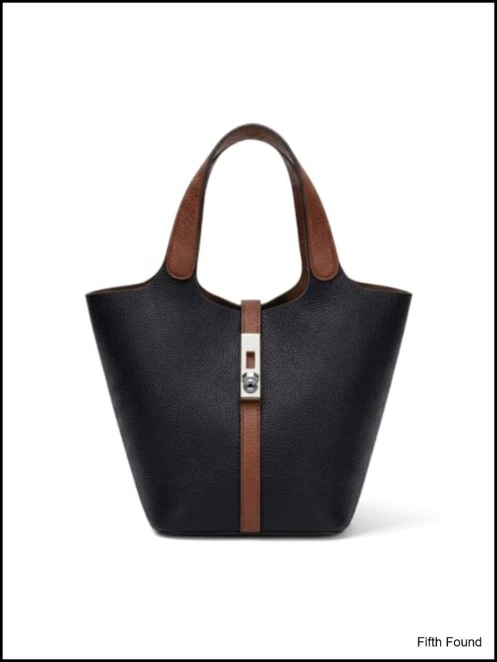 Vegan Leather Bucket Tote Top Handle Satchel Handbag for Work Evening